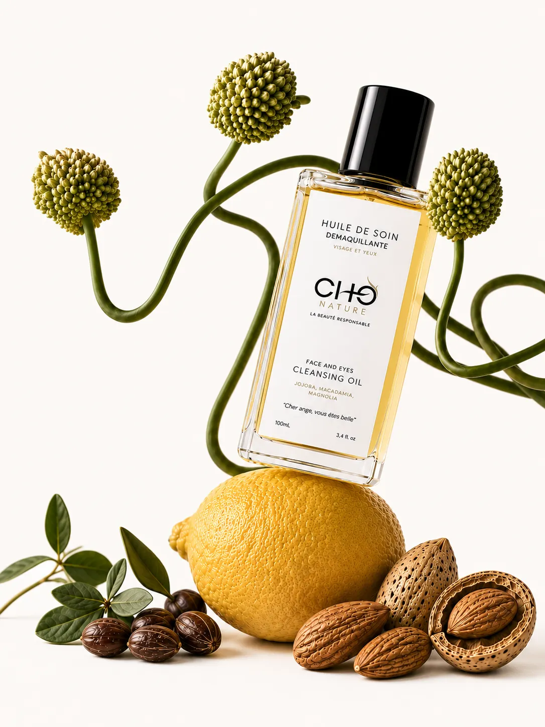 Packshot CHO Nature sur citron, généré par IA — Riviera Skills Studio