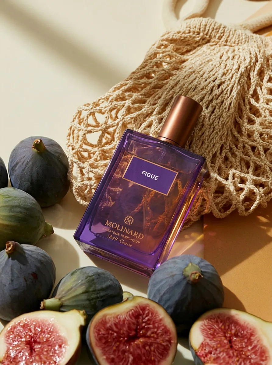 Parfum et figues, visuel éditorial généré par IA — Riviera Skills Studio