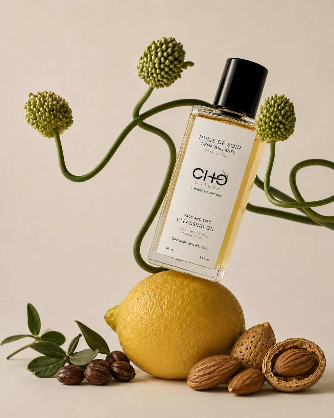 Packshot CHO Nature sur citron, généré par IA — Riviera Skills Studio